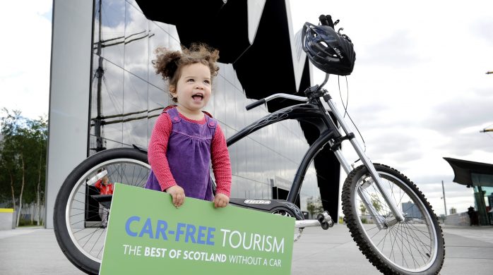 Car-Free Tourism Online Guide Launch, Glasgow, 23/06/2015:
Launching an online guide for car-free tourism at Glasgow's Riverside Museum of Transport is two-year old daughter Mae Kalambani (correct).
Photography from:  Colin Hattersley Photography - colinhattersley@btinternet.com - www.colinhattersley.com - 07974 957 388